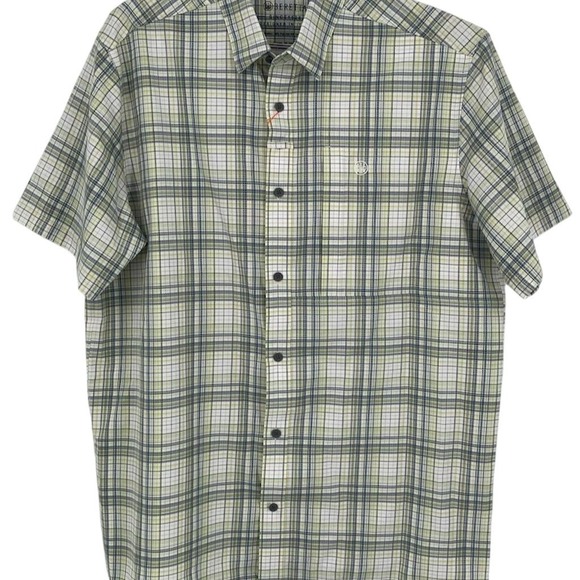 NWT Beretta Men'sHovis Flex Plaid S/S Button-Up Shirt Ivory Ebony Multicolor M